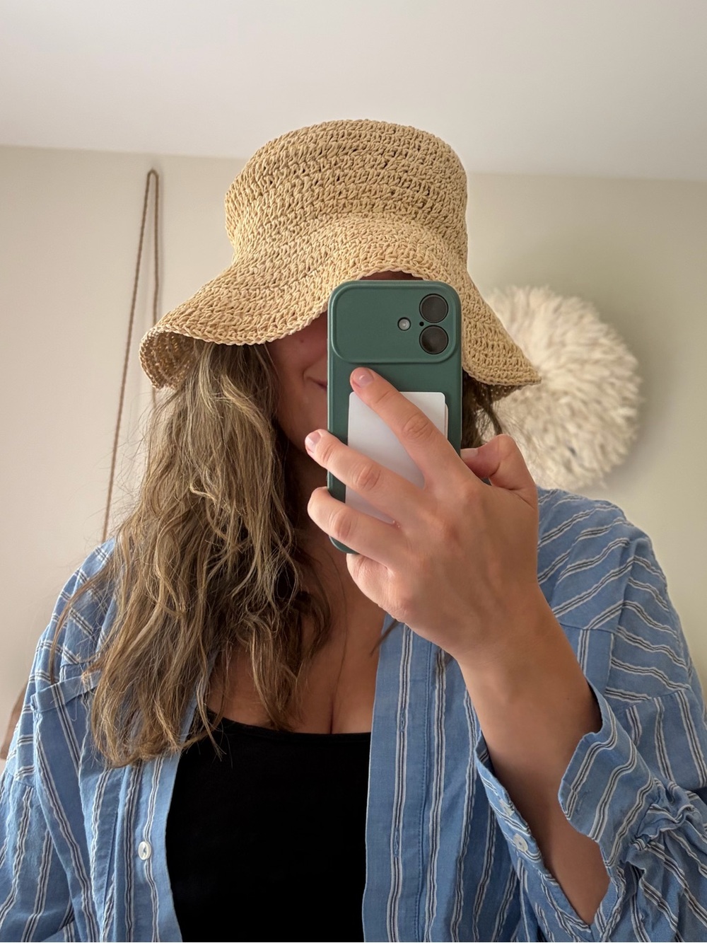 Universal Thread Crochet Straw Bucket Hat - Natural Beige